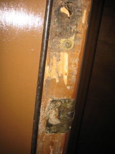 subterranean termites in the locks of a door.